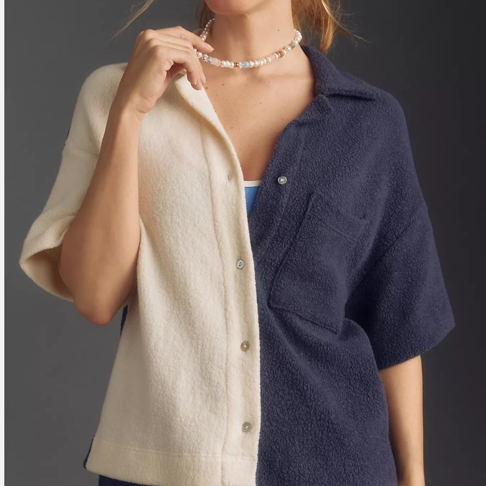 Sundry Blue and White Knit Top